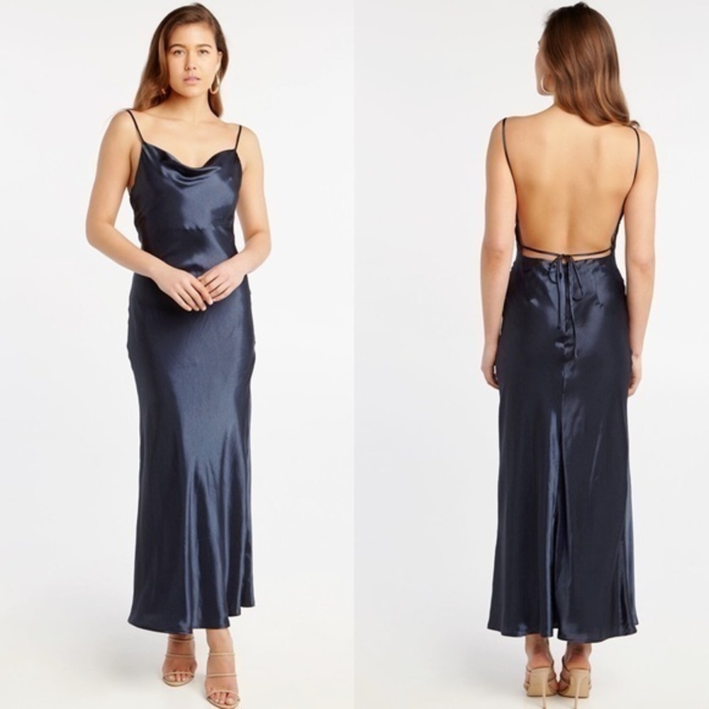 Bardot Estelle Silky Drape Dress in Black Iris